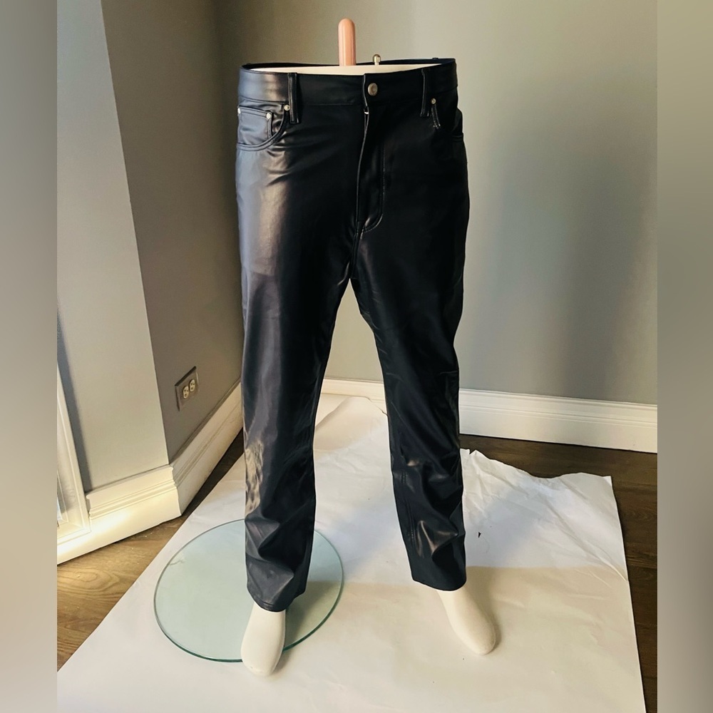 ASOS Men's Sleek Black Faux Leather Jean